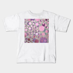 Abstract Pink and Violet Gold Polka Dots over Metallic Surface Kids T-Shirt